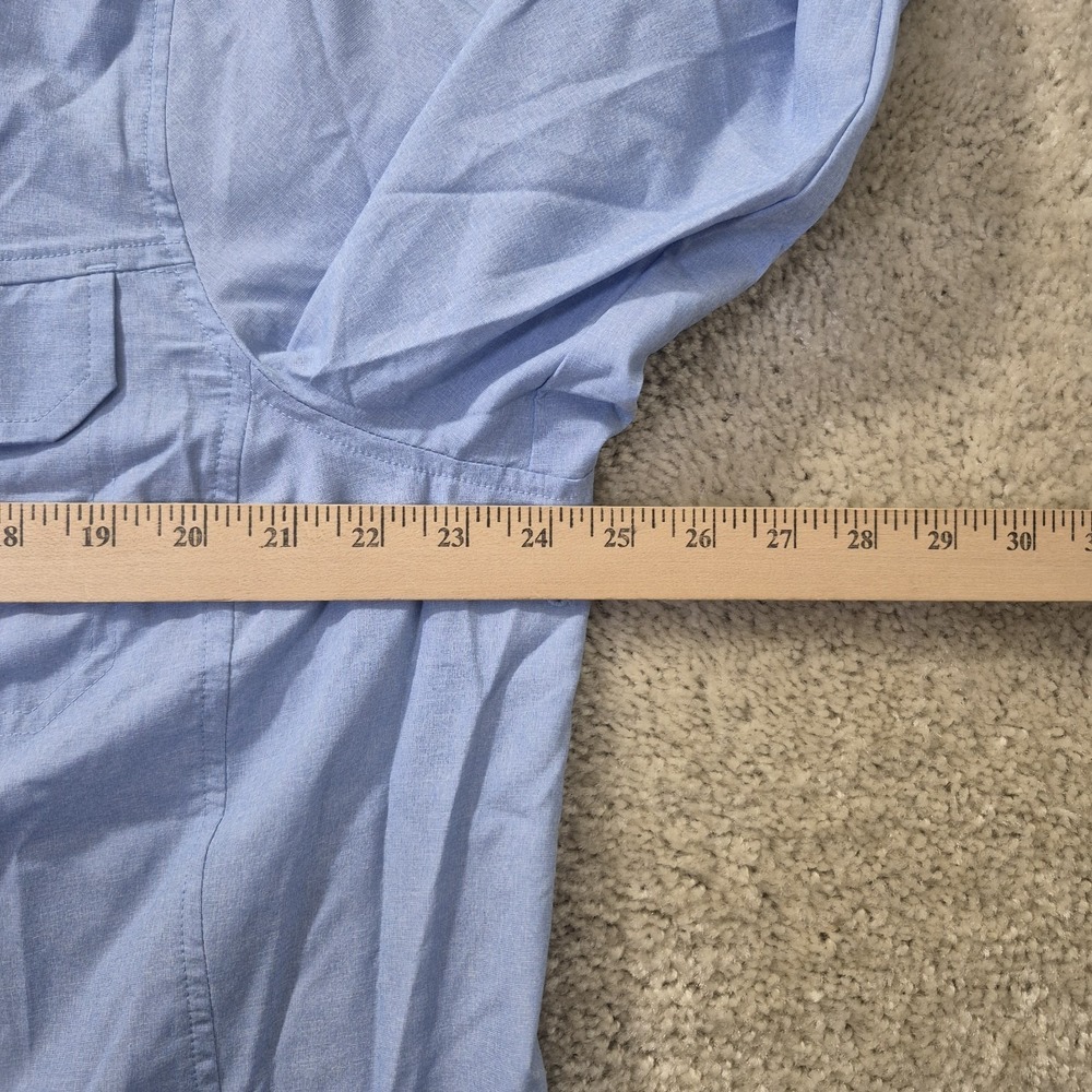 LL Bean No Fly Zone Shirt Womens 1X Blue Button Up Roll Tab Fish Hiking Outdoor - Picture 6 of 9